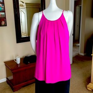Milly Pink Flowing Silk Crew Neck Tank Top Camisole Fully Lined in Black NWOT 6